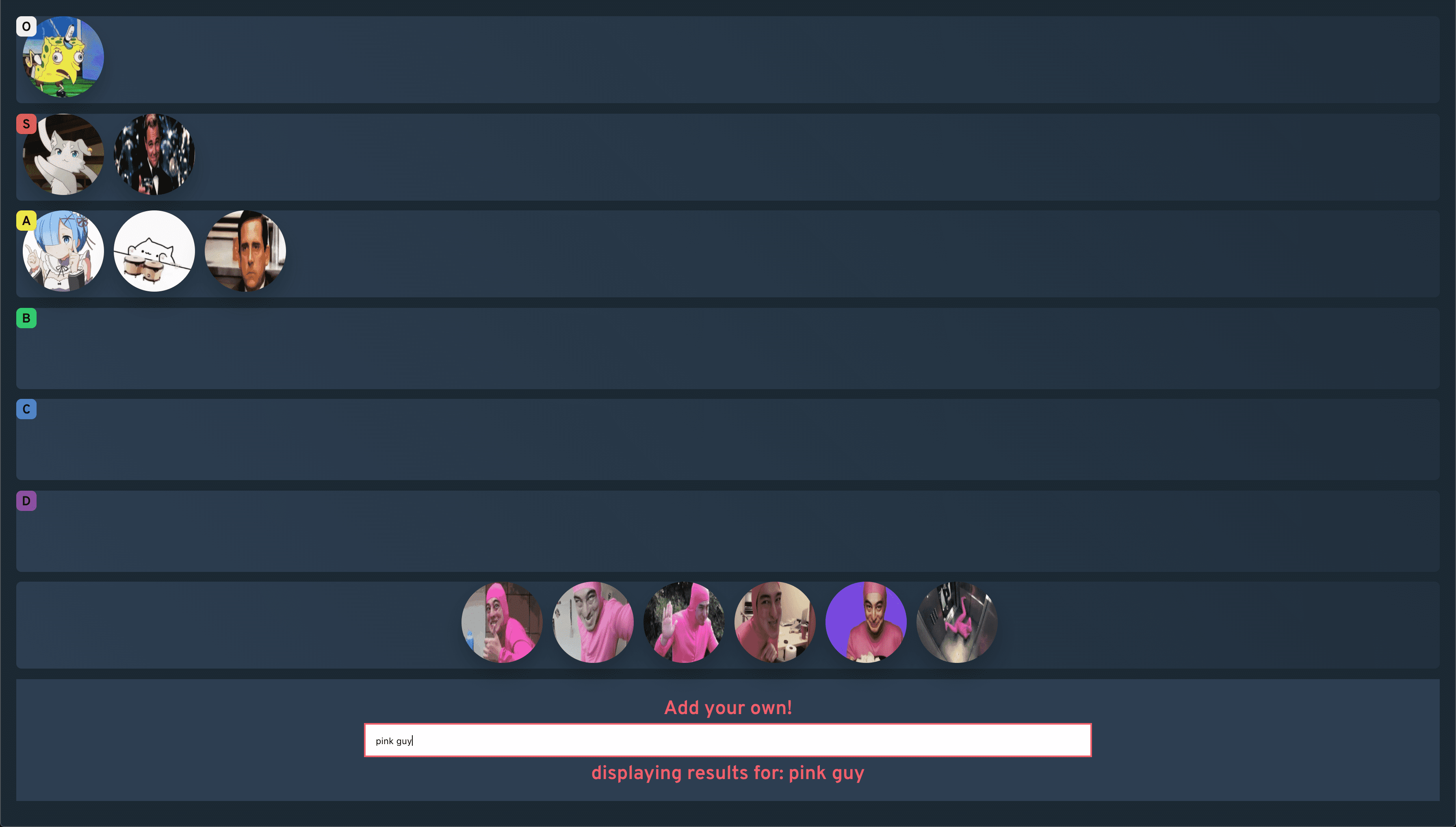 Tierlist GIF Search Engine
